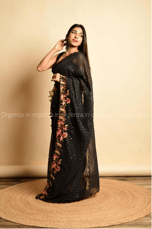 Fox Georgette Silk Saree With Sequence Work - Orgenza Store
