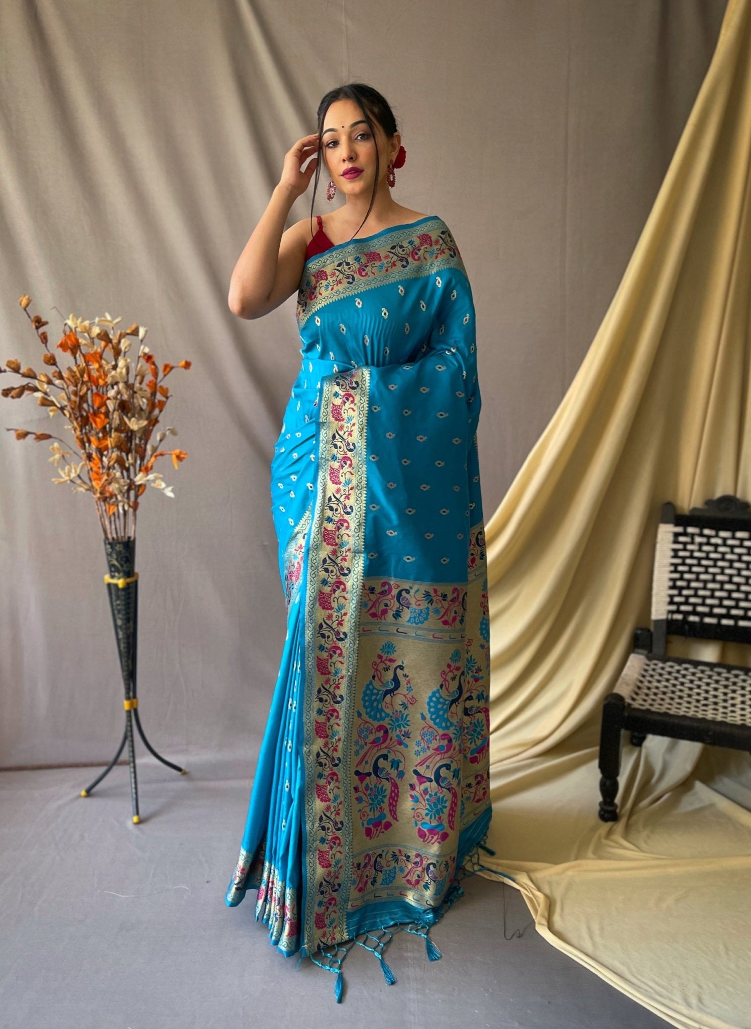 Paithani Silk Saree With Meenakari Zari - Orgenza Store - digisoch