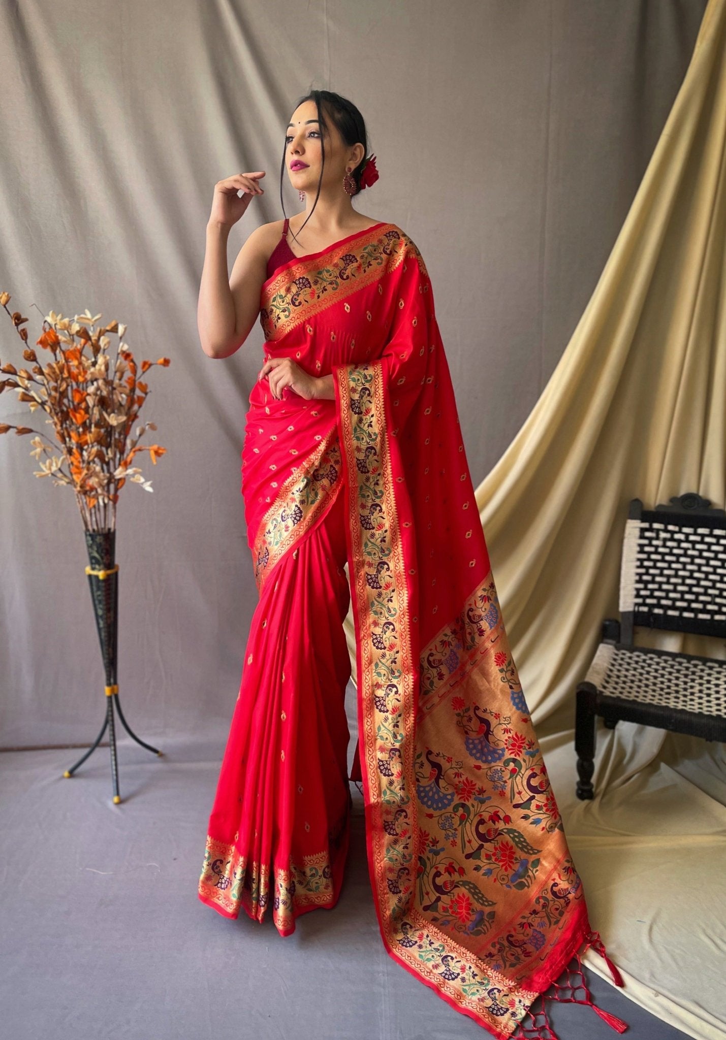 Paithani Silk Saree With Meenakari Zari - Orgenza Store - digisoch
