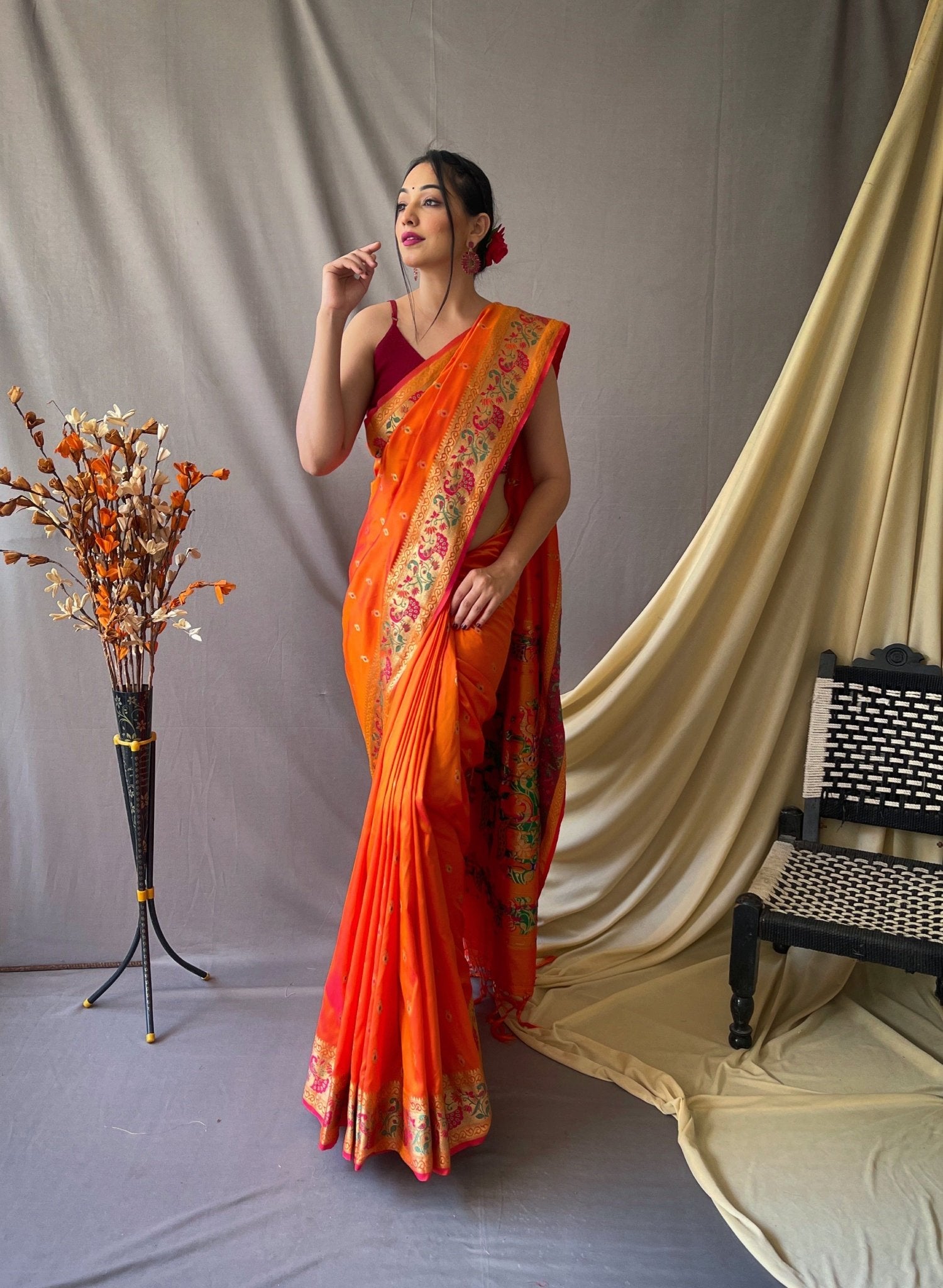 Paithani Silk Saree With Meenakari Zari - Orgenza Store - digisoch