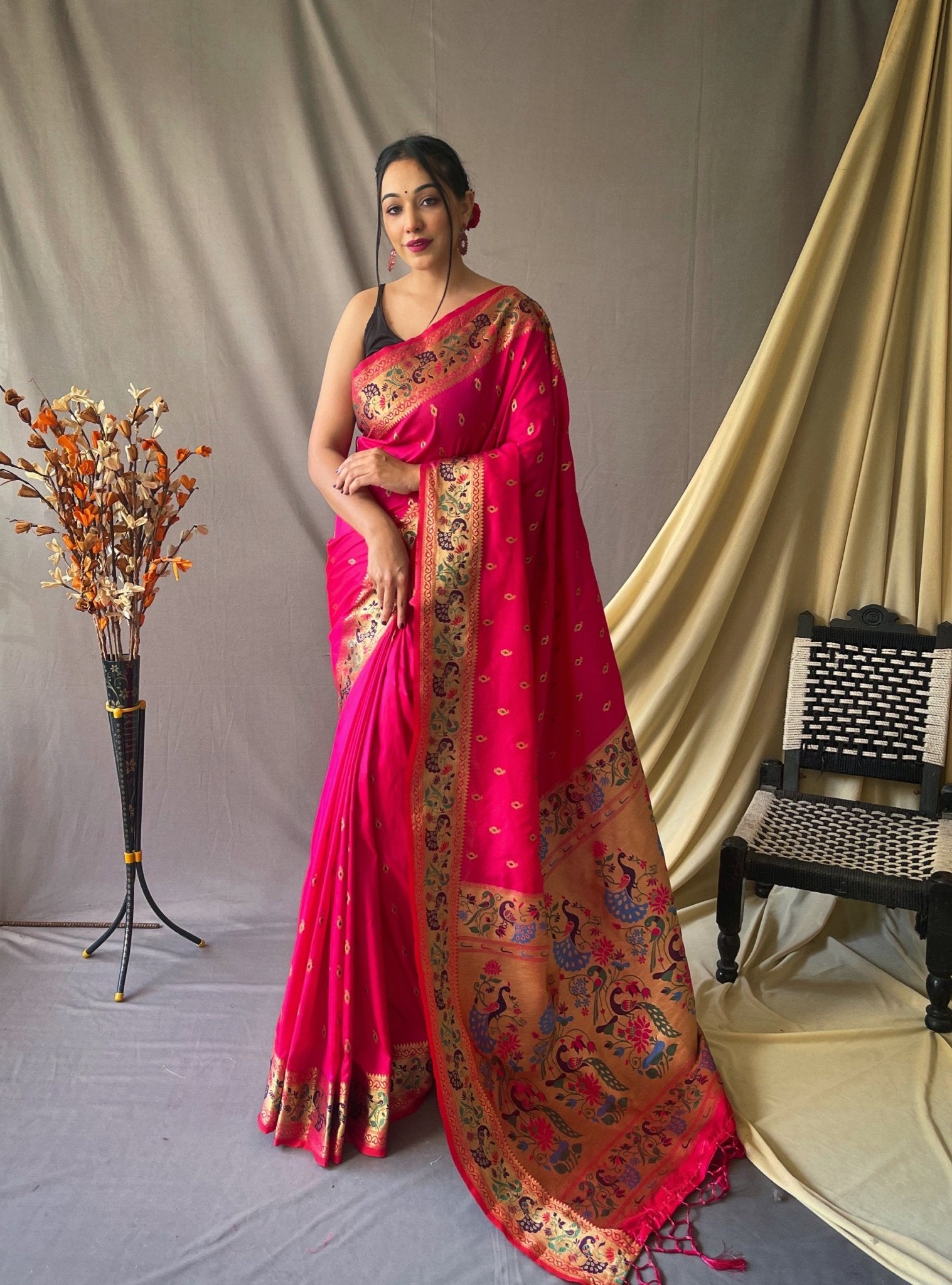 Paithani Silk Saree With Meenakari Zari - Orgenza Store - digisoch
