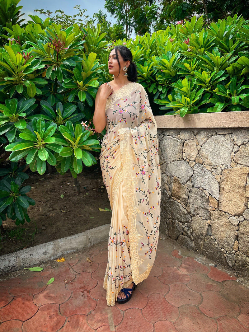 Buy Mauve Pearl Work Silk Chiffon Saree - Women Sarees Online in India |  Elegant saree, Sleeves designs for dresses, Fancy sarees