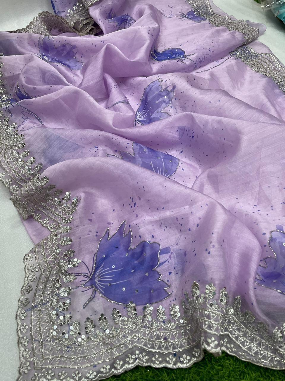 Purple Sirovastra Organza Saree - Orgenza Store