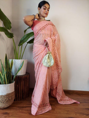 Orgenza Baby Pink saree - Orgenza Store - digisoch