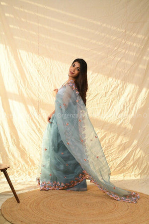 Multi Sky Color Organza Silk Saree - Orgenza Store - digisoch