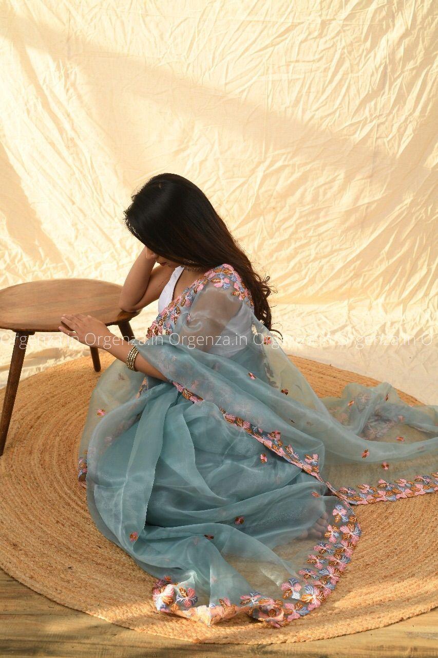 Multi Sky Color Organza Silk Saree - Orgenza Store - digisoch