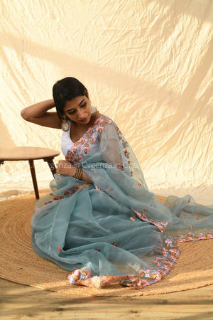 Multi Sky Color Organza Silk Saree - Orgenza Store - digisoch
