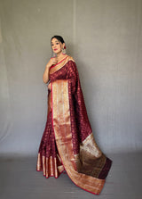 Rama Colour Handloom Saree With Weaving Zari