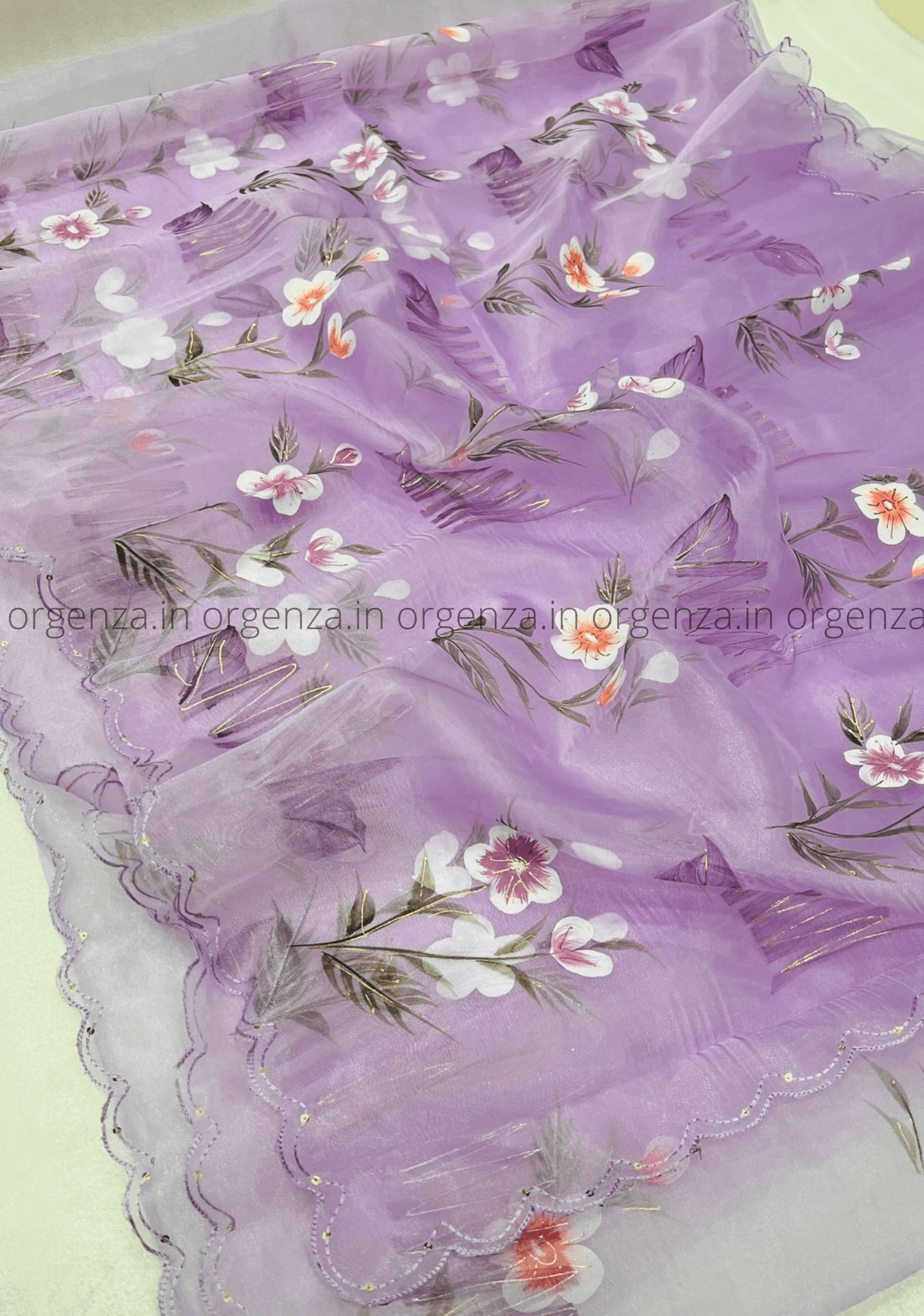 Purple Organza Hand Printed - Orgenza Store - digisoch