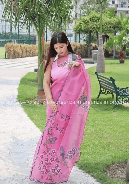 Light Pink Organza Silk Saree - Orgenza Store