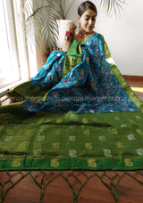 Soft Raw Silk Patola Ikkat Saree With Gold Zari Weaving - Orgenza Store
