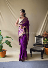 Purple Woven Rich Pallu Saree - Orgenza Store