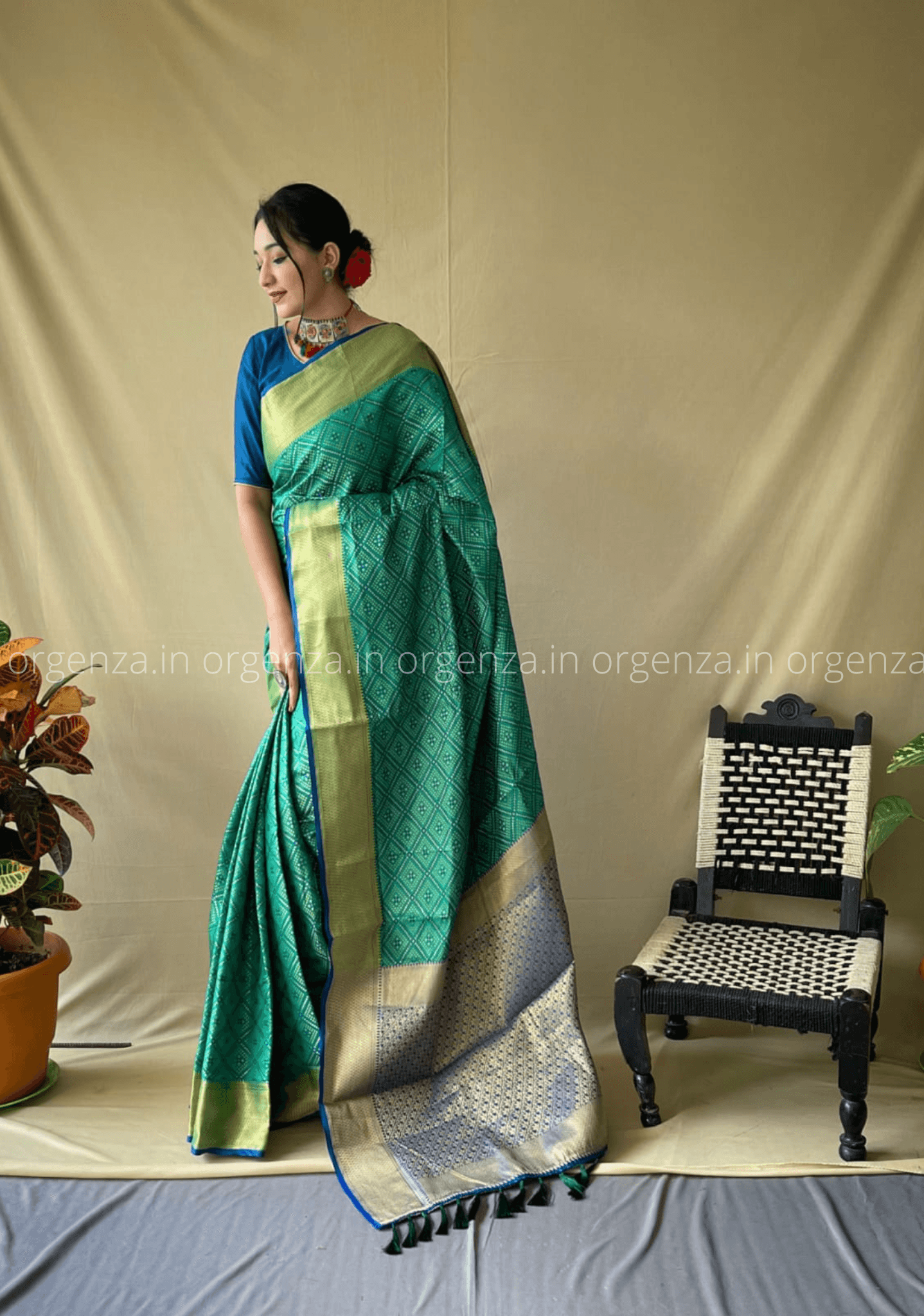 Green Bandhej Silk Patola Saree - Orgenza Store