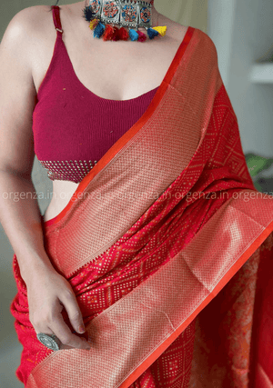 Red Bandhej Patola Silk Saree - Orgenza Store - digisoch