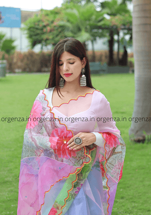 Rainbow Colour Organza Saree With Khatli Work - Orgenza Store - digisoch