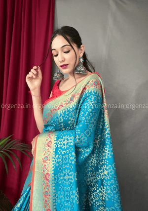 Blue Bandhej Patola Silk Saree - Orgenza Store - digisoch