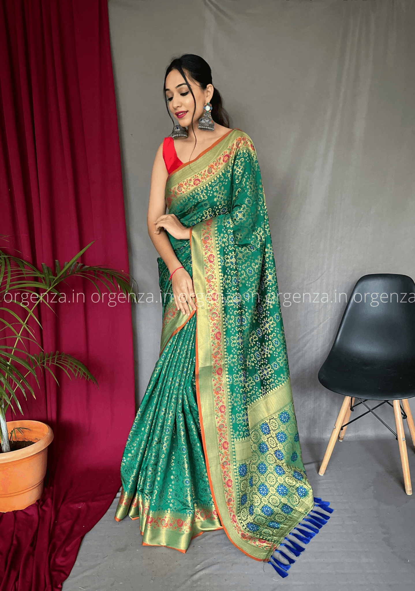 Green Bandhej Patola Silk Saree - Orgenza Store - digisoch