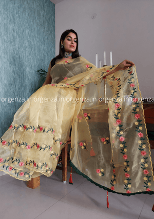 Light Yellow Organza Saree With Blouse - Orgenza Store - digisoch