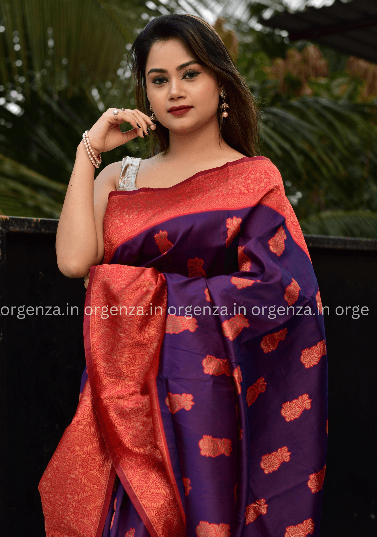 Purple Colour Lichi Silk Saree With Copper Zari - Orgenza Store