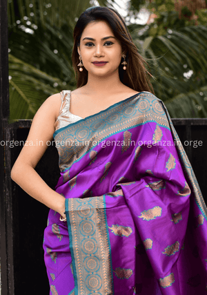Light Purple Lichi Silk Saree - Orgenza Store