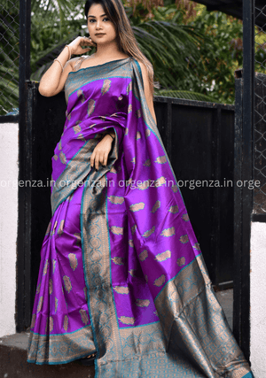 Light Purple Lichi Silk Saree - Orgenza Store