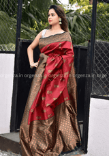 Maroon Colour Silk Saree With Copper Zari Weaving - Orgenza Store