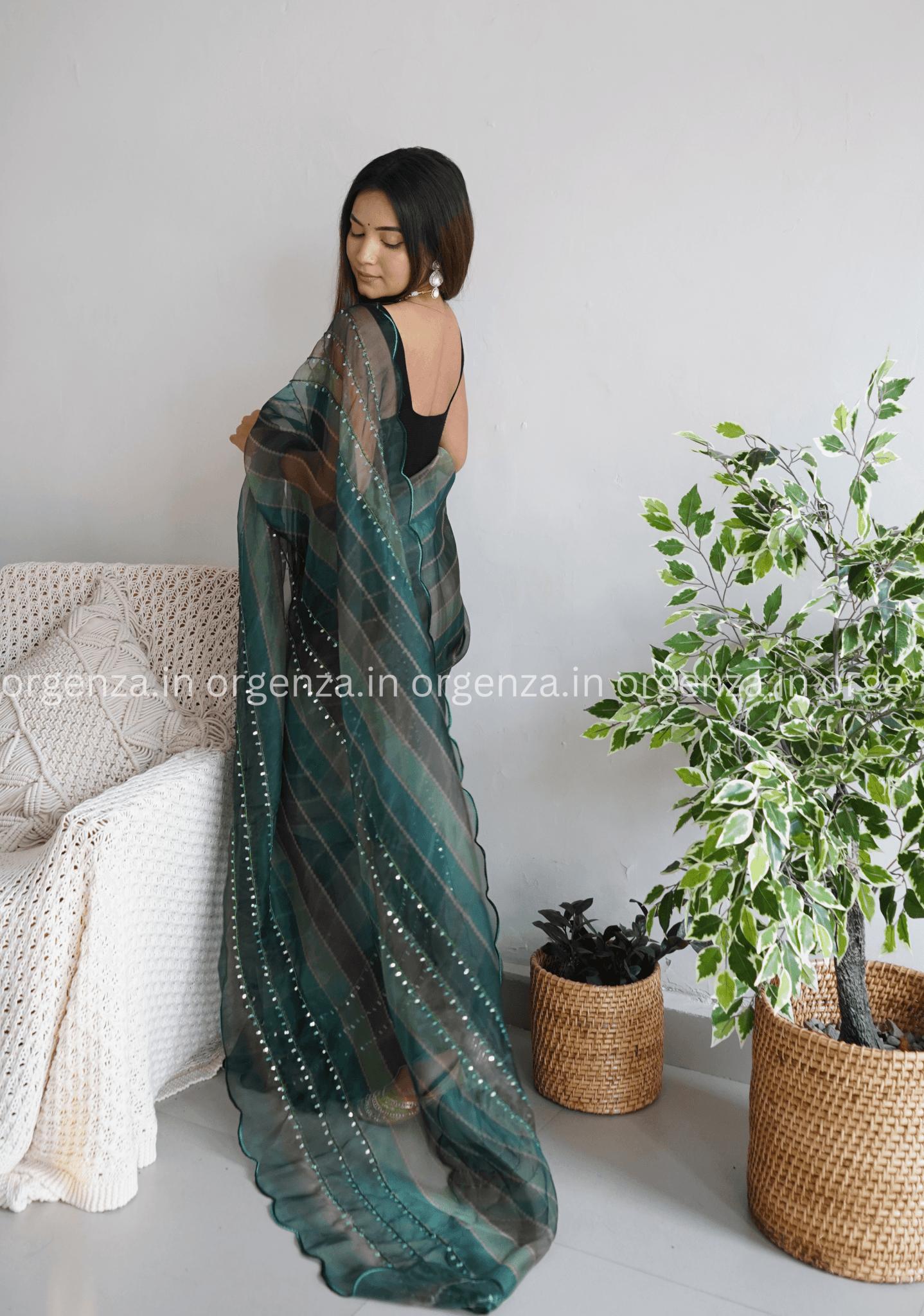 Pure Organza Silk Saree With Hand Work - Orgenza Store - digisoch