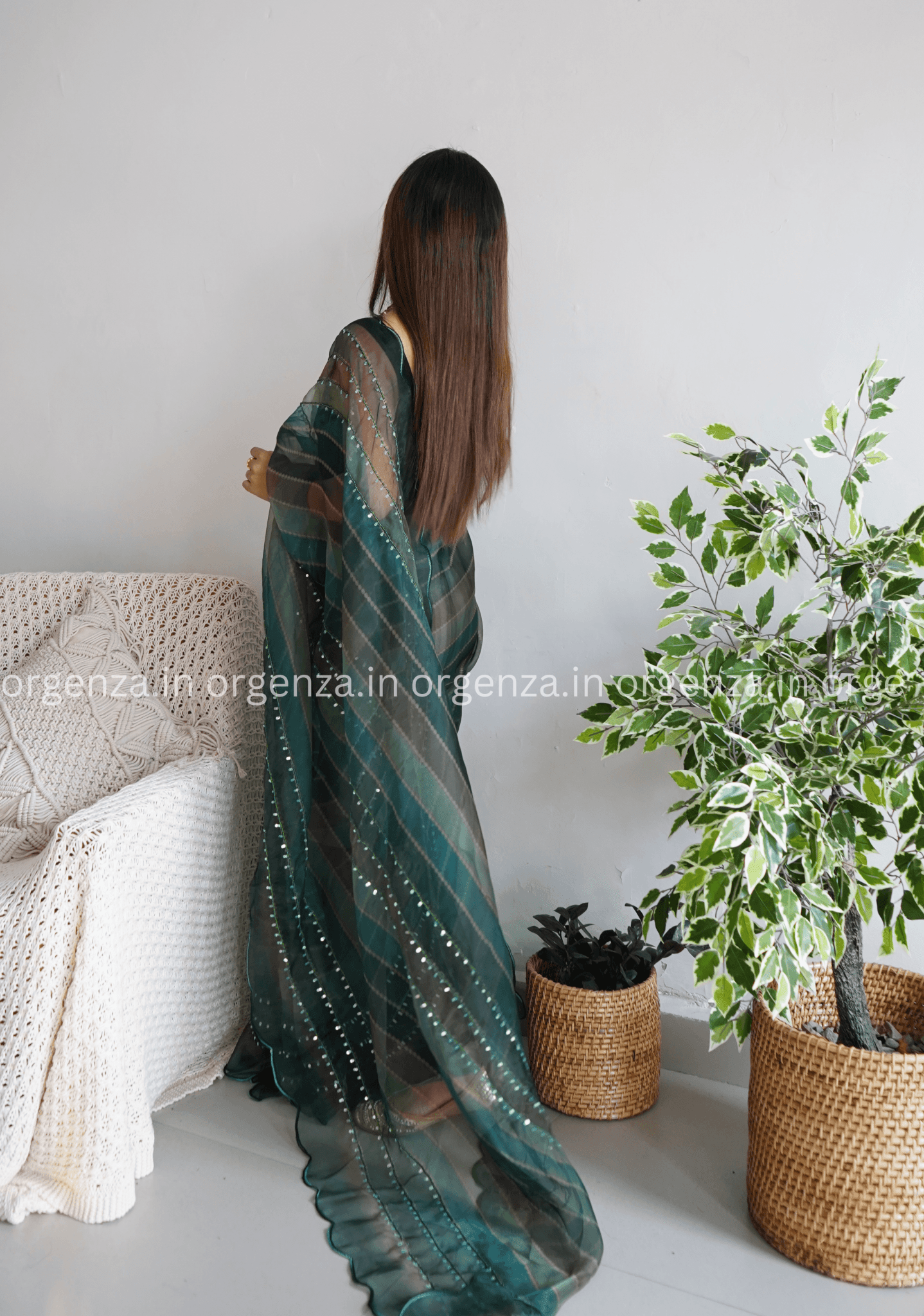 Pure Organza Silk Saree With Hand Work - Orgenza Store - digisoch