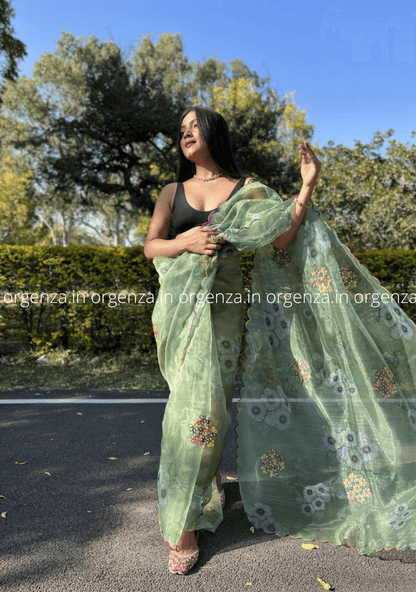 Orgenza Saree With Multi Colour Gotta Work - Orgenza Store