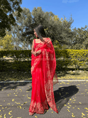 Organza With Flower Work - Orgenza Store