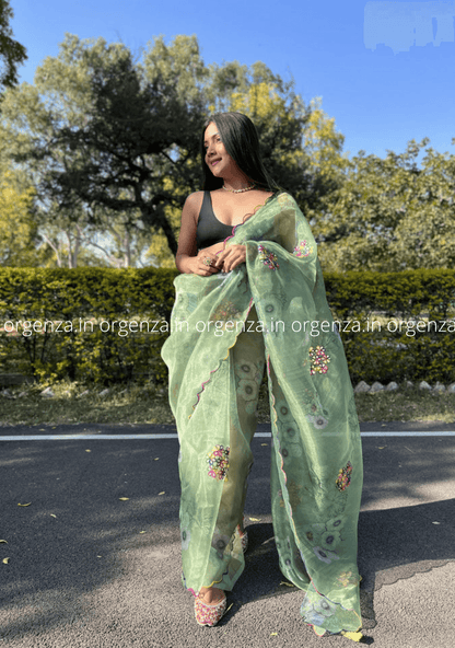 Orgenza Saree With Multi Colour Gotta Work - Orgenza Store