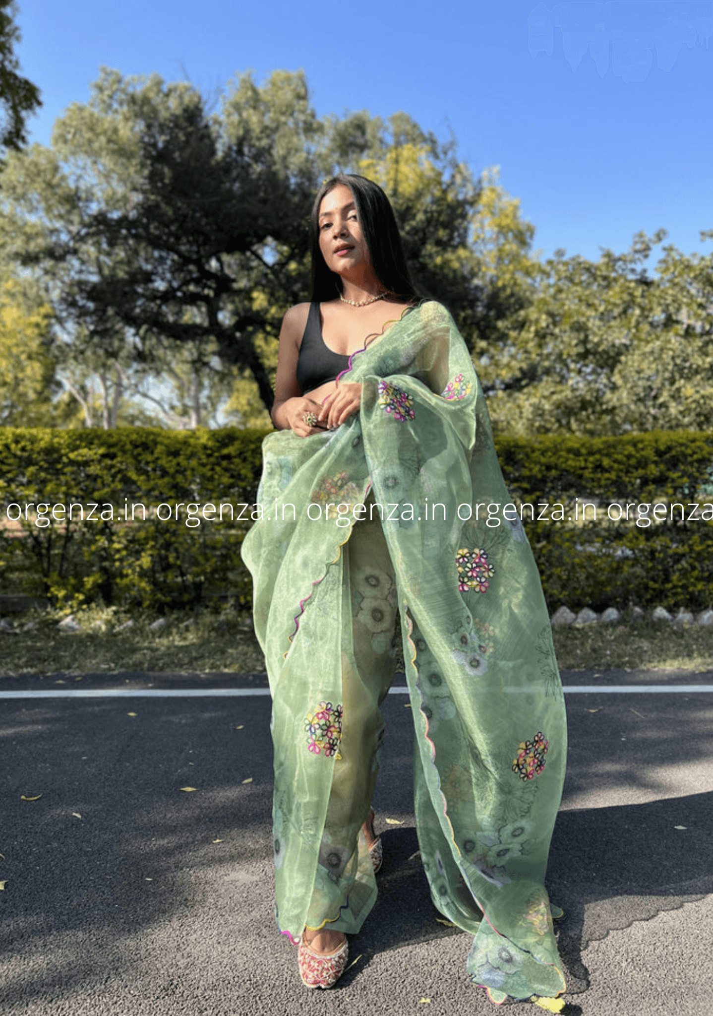 Orgenza Saree With Multi Colour Gotta Work - Orgenza Store