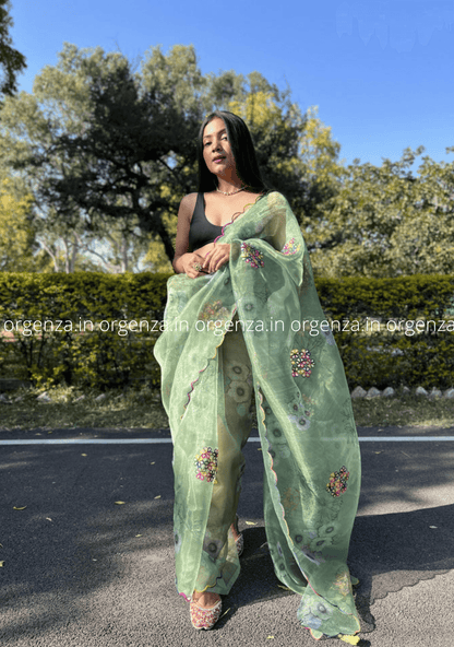 Orgenza Saree With Multi Colour Gotta Work - Orgenza Store
