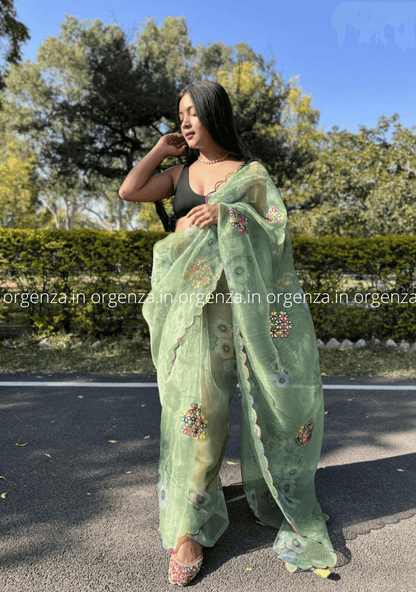 Orgenza Saree With Multi Colour Gotta Work - Orgenza Store