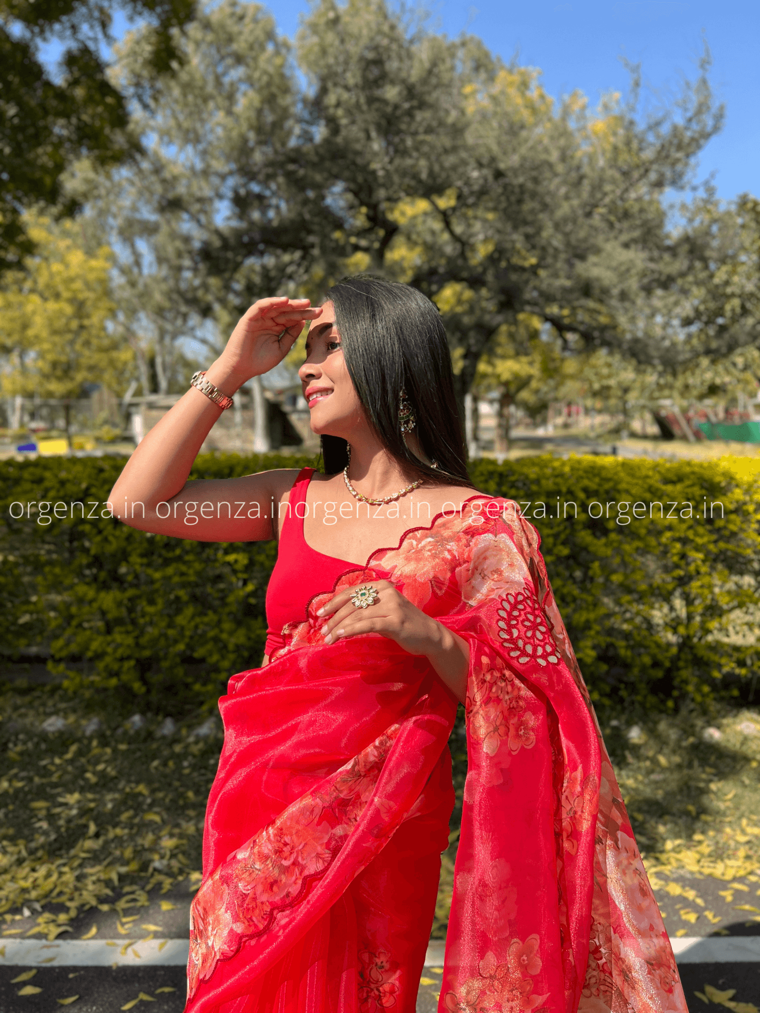 Organza With Flower Work - Orgenza Store