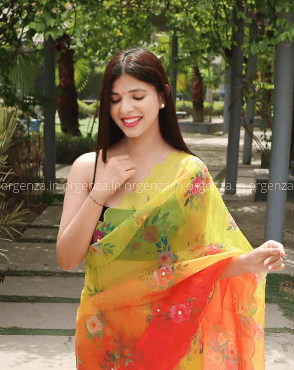 Soft Organza Multi Colour With Readymade Blouse - Orgenza Store