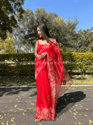 Organza With Flower Work - Orgenza Store